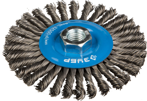 ЭКСПЕРТ. Щетка дисковая для УШМ, плетеные пучки стальной проволоки 0,5мм, 150ммхМ14 ЗУБР