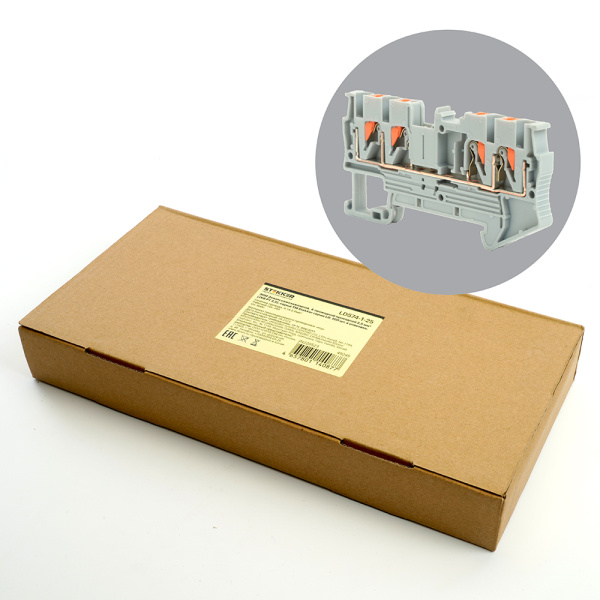 Зажим пружинный, 4-проводной проходной ЗНИ - 2,5, JXB PT 2,5, серый LD574-1-25 STEKKER