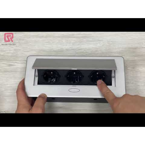 Розетка горизонтальная выдвижная 3EU Серая OvalC RocketSocket