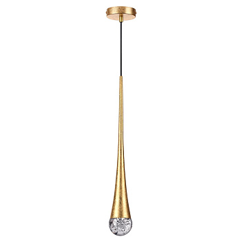 Подвесной св-к IP20 GU10 LED max 6W GOTA прозрачн/золот фольг-ние ODEON LIGHT