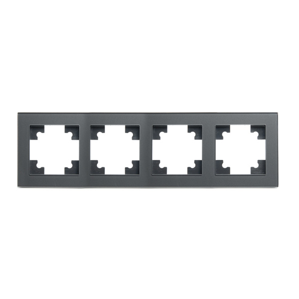 Рамка 4-местная, стекло, STEKKER, GFR00-7004-06, серия Катрин, графит