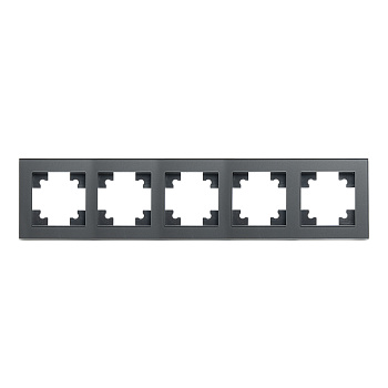 Рамка 5-местная, стекло, STEKKER, GFR00-7005-06, серия Катрин, графит