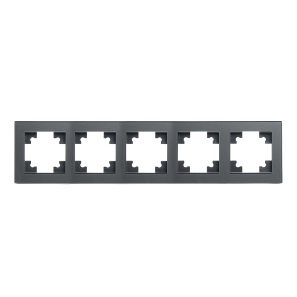 Рамка 5-местная, стекло, STEKKER, GFR00-7005-06, серия Катрин, графит