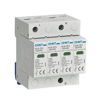 Ограничитель импульсных перенапряжений NU6-IIG 4П In=40кА Uc=440В Im=100кА CHINT