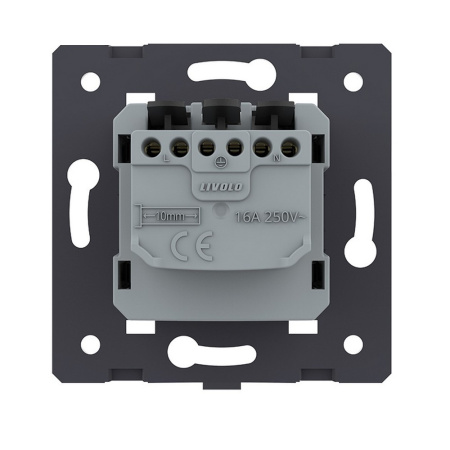 Розетка электрическая с заземлением защитными шторками 16A, зажимы, цвет белый (механизм) Livolo