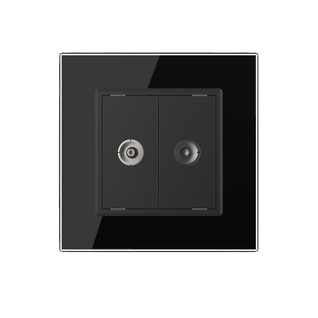 Розетка ТВ двойная Черная Livolo