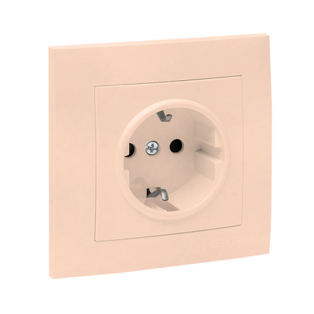 Валенсия Розетка 1-местная с/з 16А кремовая с защ, штор, EKF