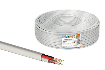 Кабель для видеонаблюдения КВК-В-2 2х0,5 мм (200м), для внутренней прокладки, белый народный