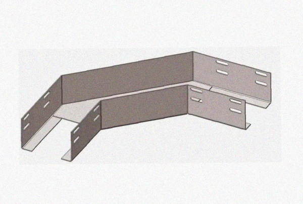 Лоток угловой перфорированный КГ 100х50-135 УТ1,5 поворот на 135, оцинкованный лист, S0,5