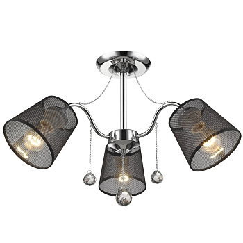 Люстра потолочная Хром/Черный E27 3*60Вт 118-107-03 VELANTE