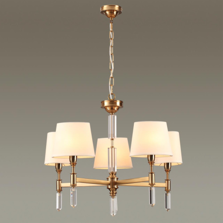 Люстра E14 5*40W LONDON бронзовый/белый/ткань ODEON LIGHT