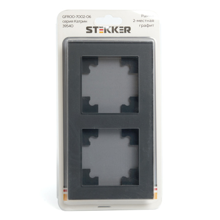 Рамка 2-местная, стекло, STEKKER, GFR00-7002-06, серия Катрин, графит