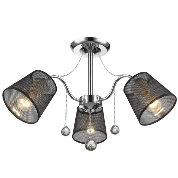 Люстра потолочная Хром/Черный E27 3*60Вт 118-107-03 VELANTE