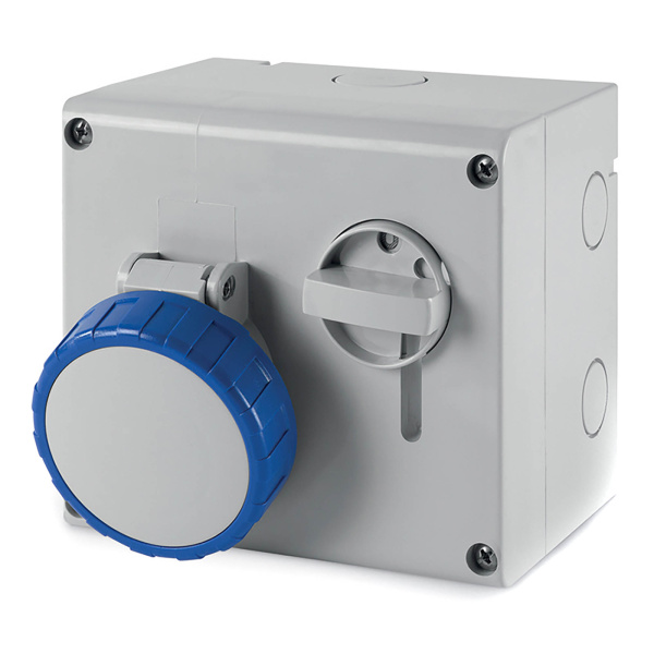 Розетка настенная с механической блокировкой и верхним расположением разъема IP67 16А 2P+E 230В DKC