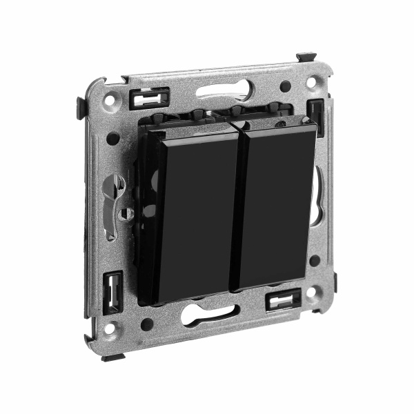 Перекрестный переключатель двухклавишный в стену, "Avanti", "Черный квадрат" DKC