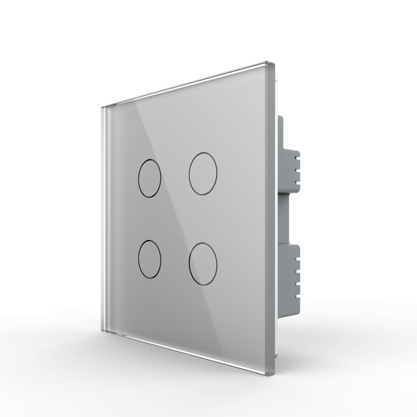 Сенсорный выключатель 4 клавиши 1 пост Серый UK стандарт Livolo