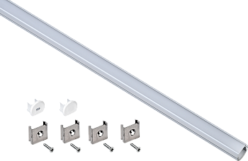 Профиль алюминиевый для светодиодной ленты 1816 накладной круглый 2м с комплектом аксессуаров (опал)