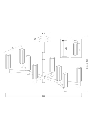 Люстра 8*E14 40Вт Латунь IP20 Ambra FR5167PL-08BS Freya