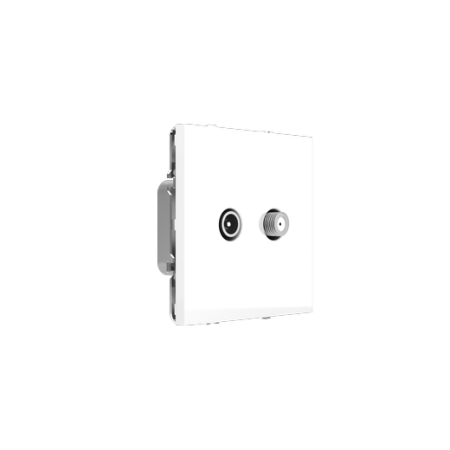 Розетка телевизионная встраиваемая Voltum S70 оконечная TV+SAT, (белый глянцевый)