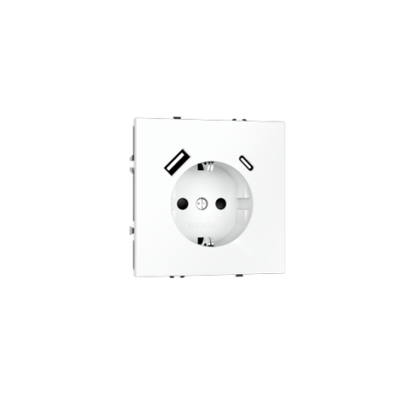 Розетка встраиваемая Voltum S70 с заземлением и защитными шторками, 16А, с USB, A+C, (белый матовый)