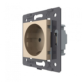 Classic Механизм розетки СУ 1 мест. с зазем. защит.шторками 16А золото IP20 LIVOLO