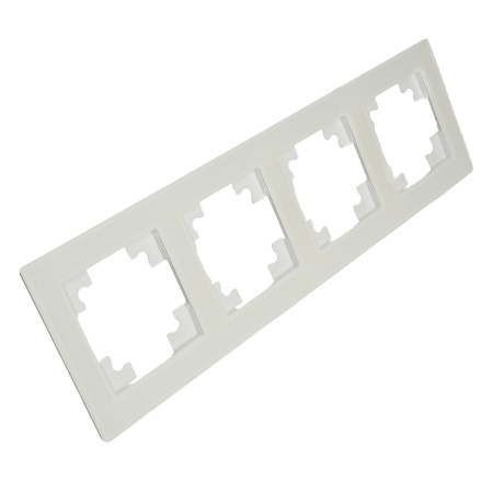 Рамка 4-местная, стекло, STEKKER, GFR00-7004-01, серия Катрин, белый матовый