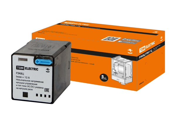 Реле РЭК8Ц/2 10А 12В DC (без разъема Р8Ц арт. SQ1503-0019) TDM