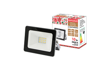 Прожектор светодиодный СДО-04-010Н 10 Вт, 3000 К, IP65, серый TDM, Народный TDM