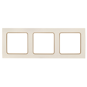 Стокгольм Рамка 3-местная белая с линией цвета шампань EKF