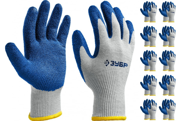 Перчатки с нитриловым обливом ЗАХВАТ, текстурированное покрытие, 10 пар, размер L-XL ЗУБР