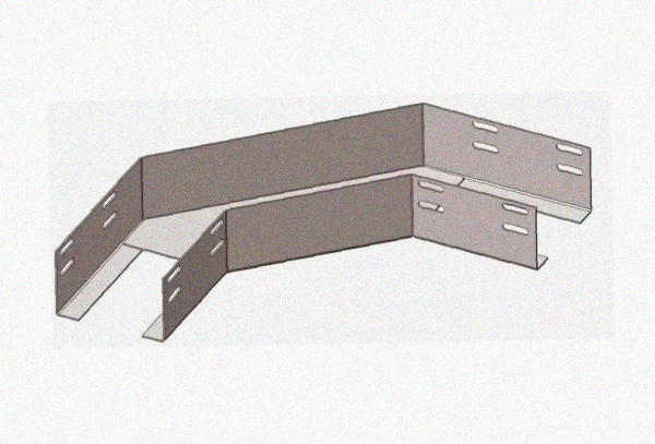 Лоток угловой замковый глухой КГЗГ 400х60-90 УХЛ1 поворот на 90, оцинкованный лист, S1,5