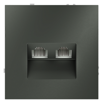 Розетка компьютерная встраиваемая Voltum S70 двойная RJ45+RJ45 КАТ.6, (титан)
