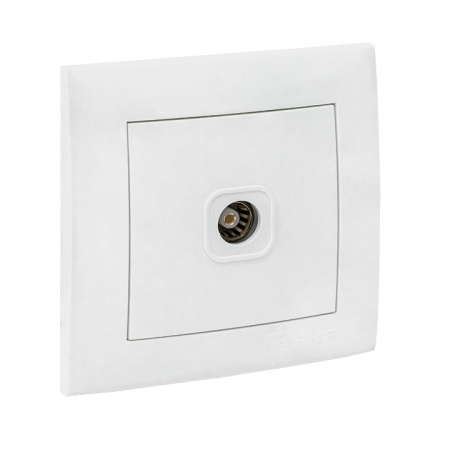 Валенсия Розетка телевизионная 1-местная проходная 14дБ-240МГц белая EKF