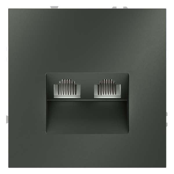 Розетка компьютерная встраиваемая Voltum S70 двойная RJ45+RJ45 КАТ.6, (титан)