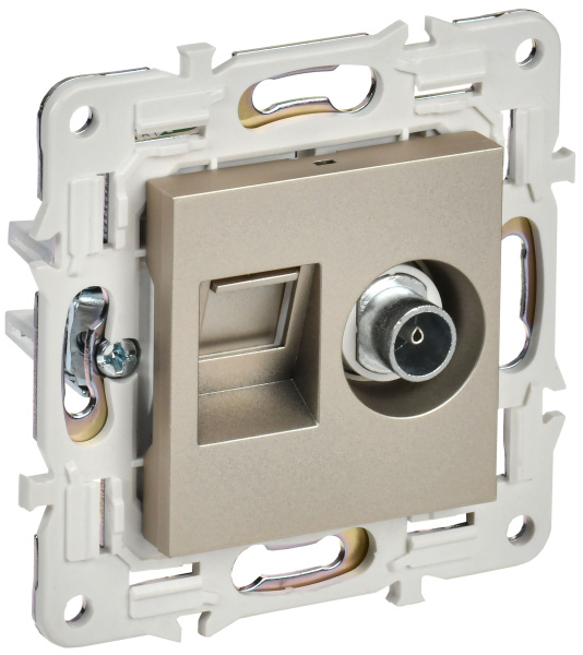 SKANDY Розетка двойная TV+RJ11 SK-A16Sh шампань IEK
