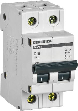 Выключатель автоматический ВА МОД 2П 10А С 4,5кА ВА47-29 Generica IEK