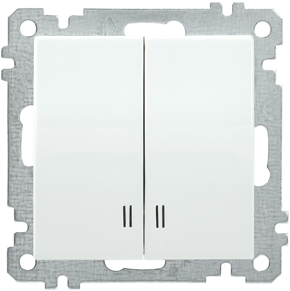 Выключатель 2-клавишный с индикацией ВС10-2-1-Б 10А BOLERO белый IEK