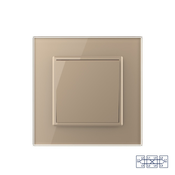 Одноклавишный перекрестный механический выключатель 1 пост, цвет шампань Livolo