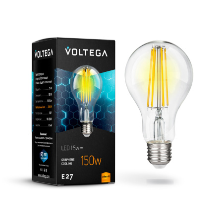 Лампа св/д E27 15Вт 2800K Прозрачный General purpose bulb 7104 Voltega