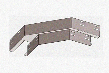 Лоток угловой перфорированный КГ 300х100-135 УТ1,5 поворот на 135, оцинкованный лист S1,0
