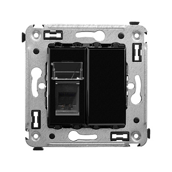 Телефонная розетка RJ-12 в стену одинарная, "Avanti", "Черный квадрат" DKC