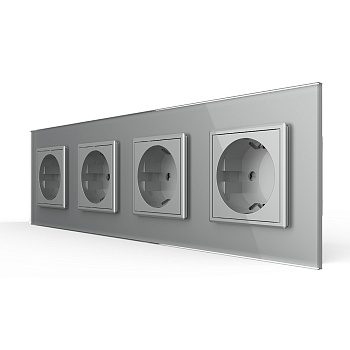 Розетка 4 модуля Серая Livolo