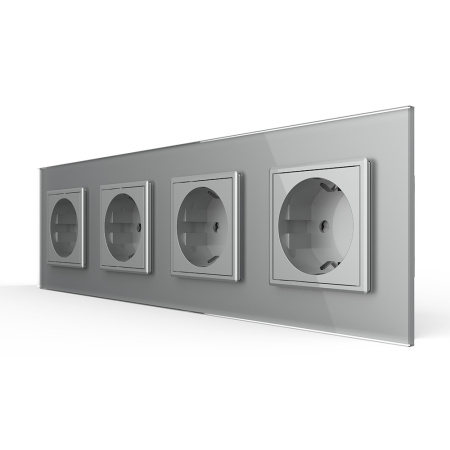 Розетка 4 модуля Серая Livolo