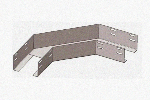 Лоток угловой перфорированный КГ 300х100-135 УТ1,5 поворот на 135, оцинкованный лист S1,0