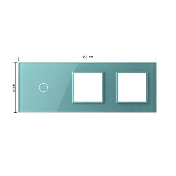 Панель для сенсорного выключателя и двух розеток, 1 клавиша, цвет зеленый, стекло Livolo