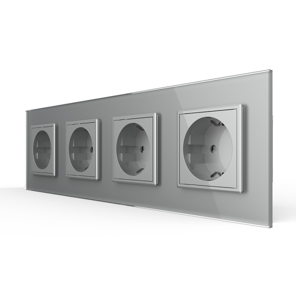 Розетка 4 модуля Серая Livolo