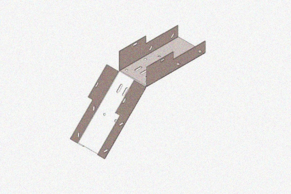 Лоток замковый глухой КСЗГ 100х50-45 УХЛ1 для поворота трассы вниз на 45, горячее цинкование, S1,5
