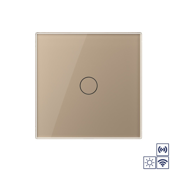Сенсорный импульсный радиоуправляемый выключатель сухой контакт 1 клавиша 1 модуль Золотой Livolo