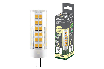 Лампа светодиодная G4-7 Вт-230 В-3000 К, SMD, 18,5x57 мм TDM