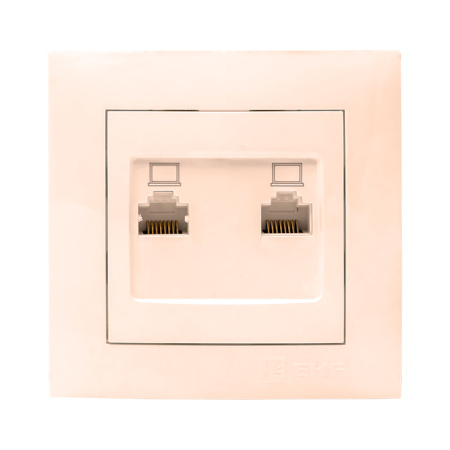 Валенсия Розетка компьютерная RJ-45 2-местная кремовая EKF